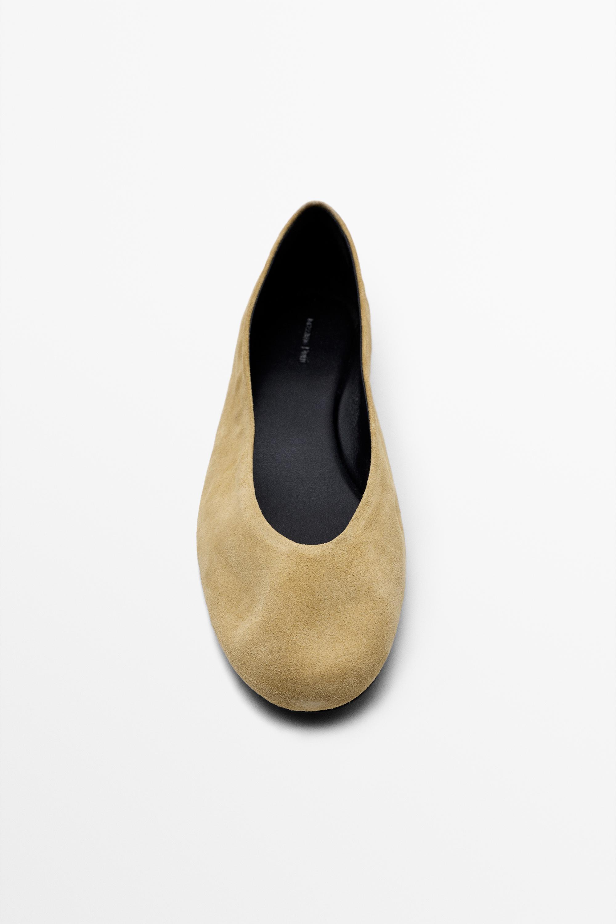 Ballerine cuir croûte de